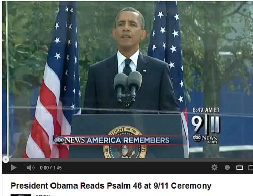 President Obama reads Psalm 46 at 9/11 Ceremony